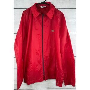 Vintage IZOD Lacoste Red Nylon Jacket Windbreaker‎ Mens XL Full Zip